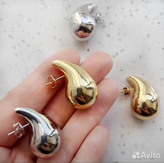 Серьги пусеты капли