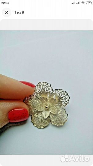 Редкая брошь-подвеска серебро 925 пробы