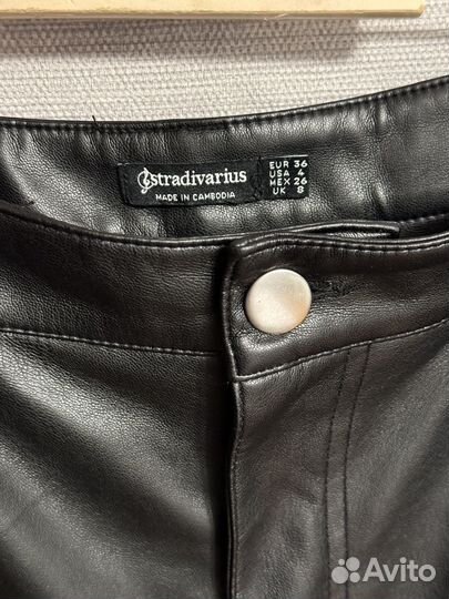 Брюки из экокожи stradivarius 36