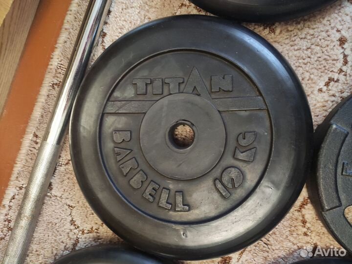 Штанга с блинами, гантеля с блинами