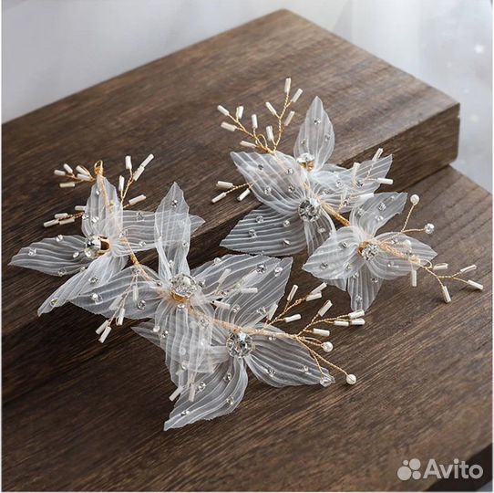 Украшение на волосы и сережки свадебные вечерние