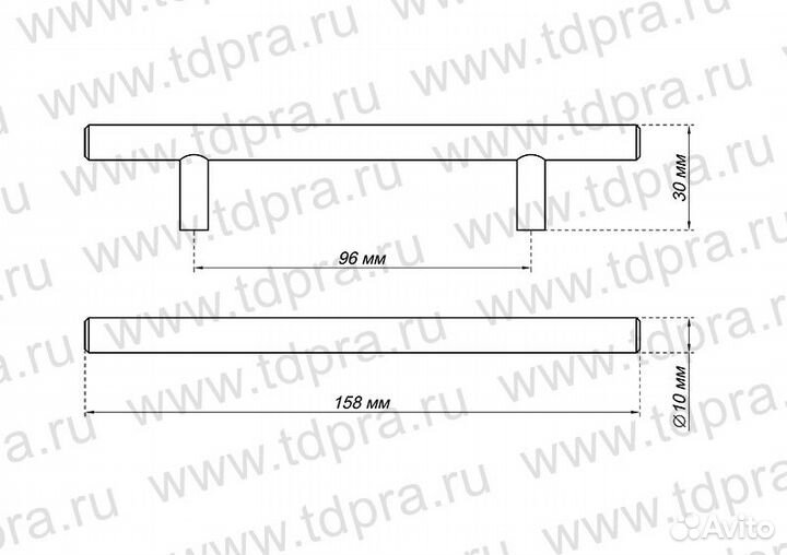 Ручка-рейлинг d10мм, 96мм, мат. хром, R-3010-96