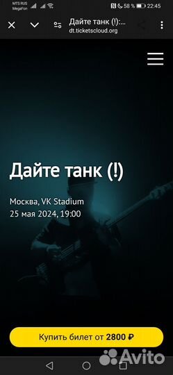 Билет на концерт 