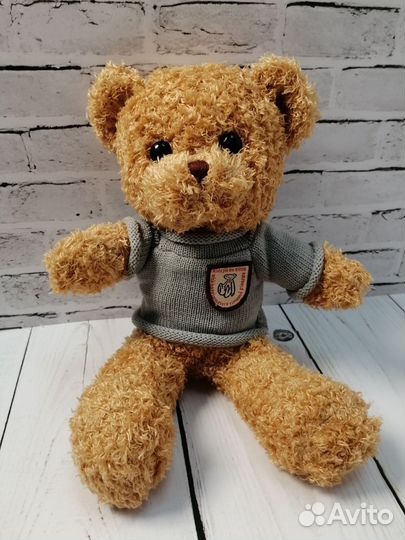 Мягкая игрушка, плюшевый медвежонок в свитере,30см