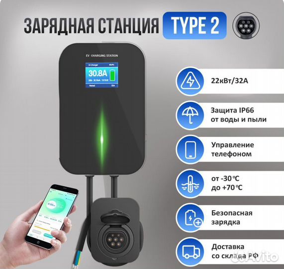 Зарядная станция 22 кВт с розеткой Type 2 Besen