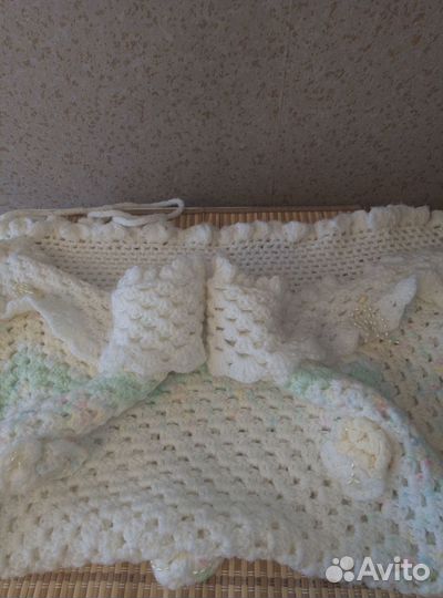 Чехол на одеяло, подушку, плед в коляску вязаный