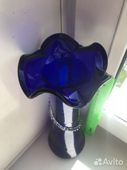 Ваза синее стекло