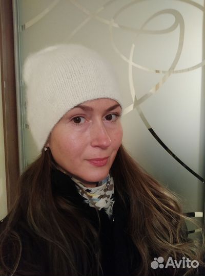 Шапка женская пух норки,варежки ручная работа