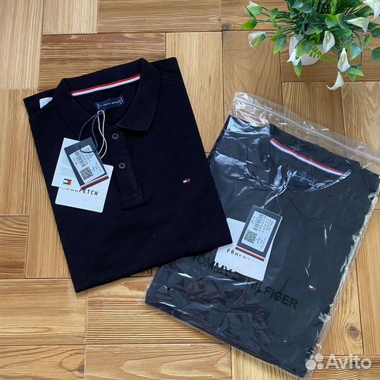 Поло tommy hilfiger черное мужское