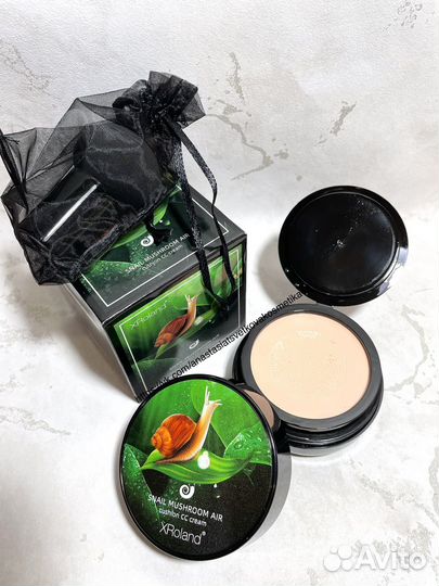 Тональный крем Кушон с муцином улитки 01, 02