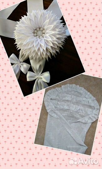 Бант и пелёнка-уголок на выписку