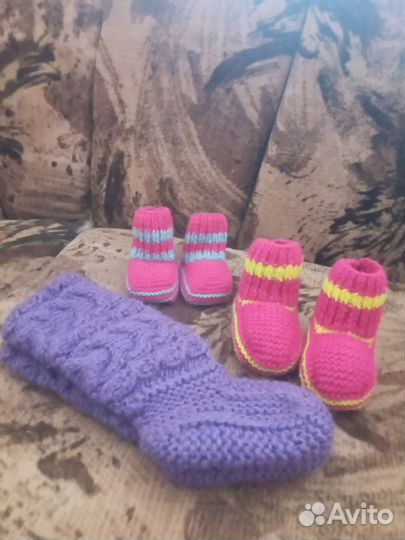 Вязанные Детские носочки -пинетки