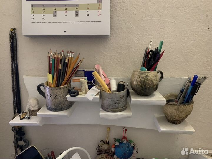 Полка настенная массив дерева белый