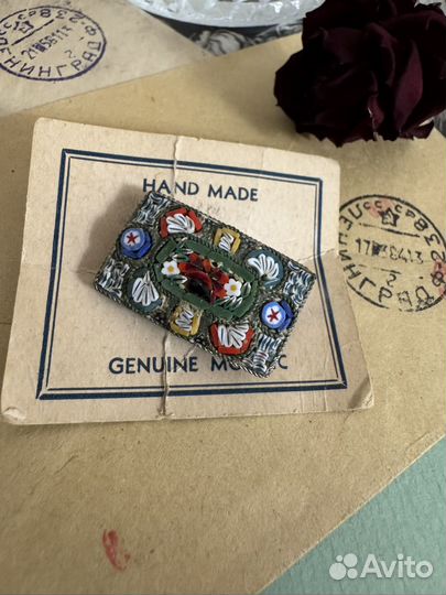 Антикварная брошь с микромозайкой