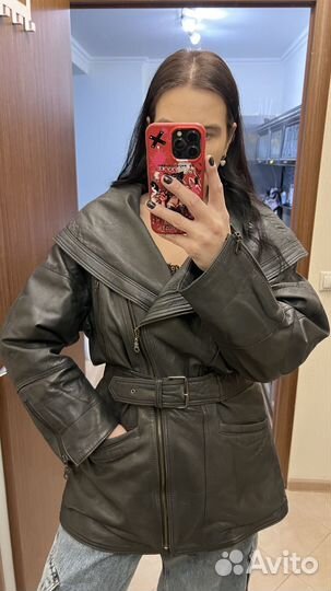 Винтажная кожаная куртка, 46 размер