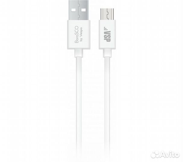 Дата-кабель borasco USB - Micro USB, 2А 1м, белый