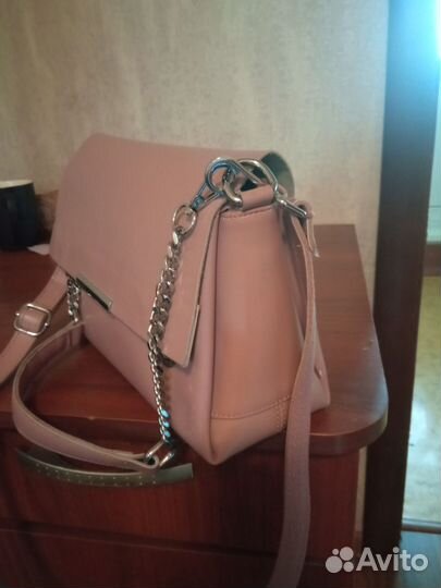 Сумка натуральная кожа б/у, цвет пыльная роза