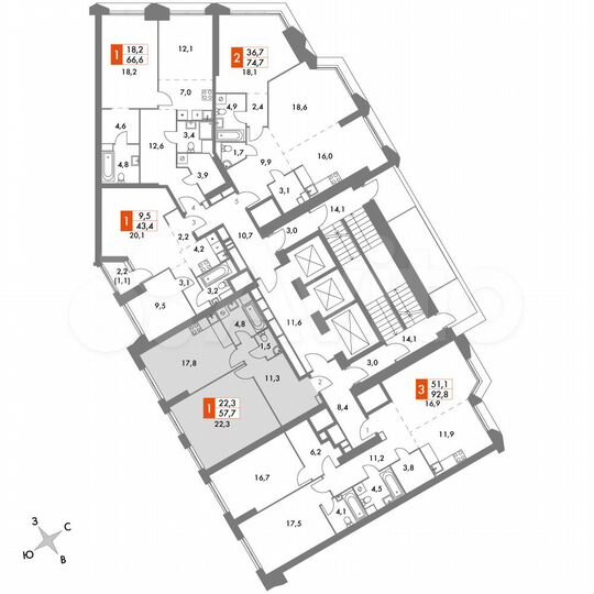 1-к. квартира, 57,7 м², 36/47 эт.