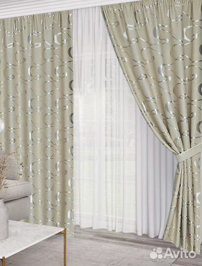 Шторы рогожка 3*270 готовые новые
