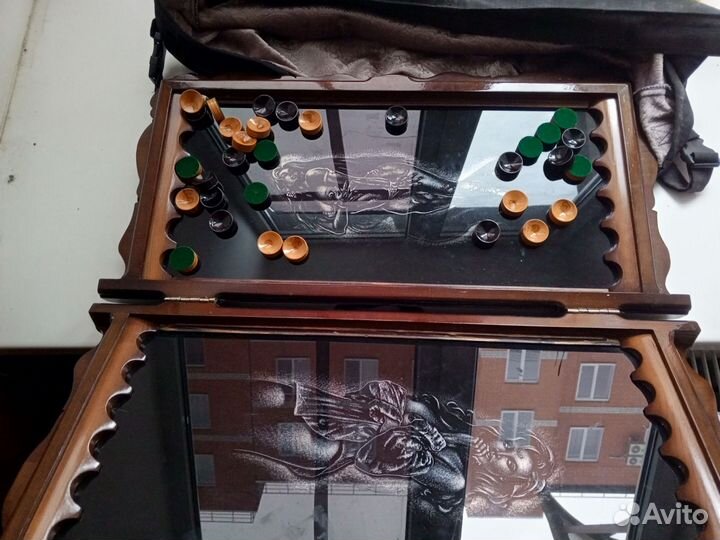 Нарды ручной работы со стеклом