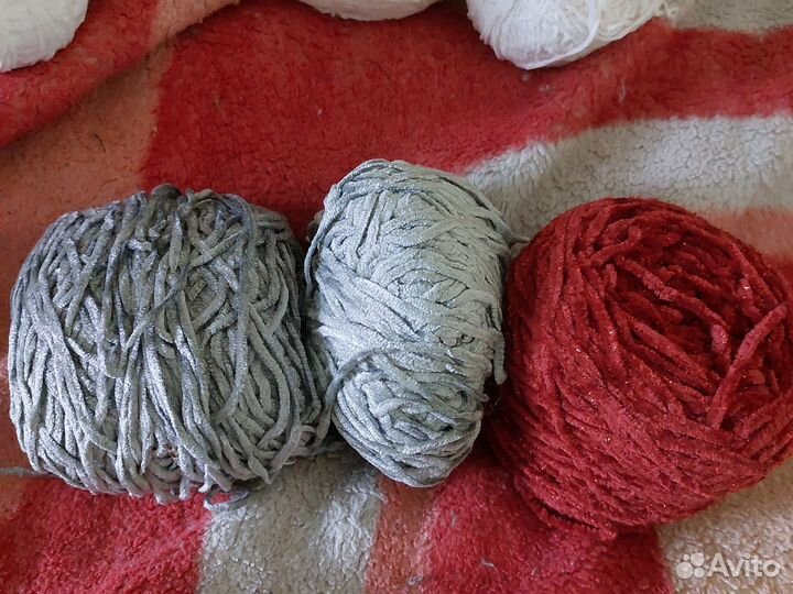 Пряжа плюшевая и джинс