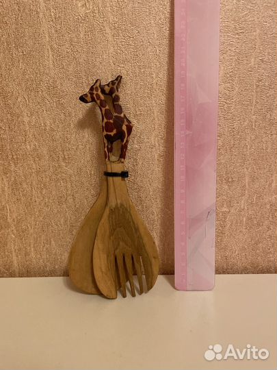 Набор салатных ложек жираф, ручная работа, дерево