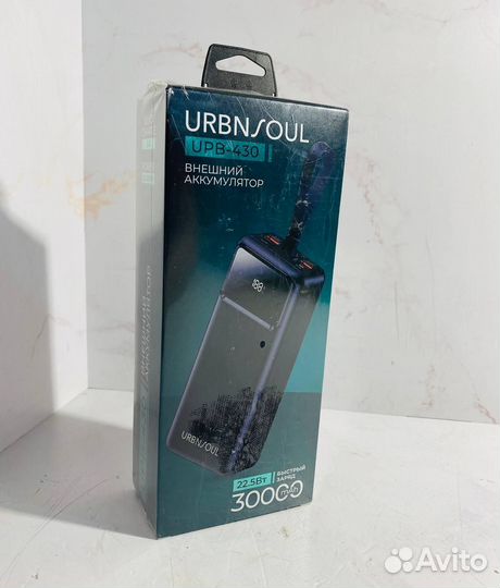 Повербанк с фонарем, urbnsoul, UPB-430, 30000 mAh