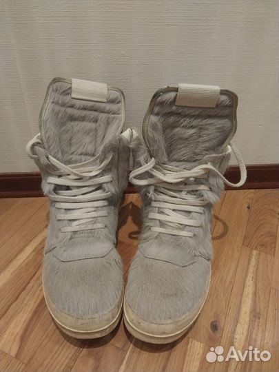 Rick Owens geobasket Pony Hair Pearl/Milk SS22