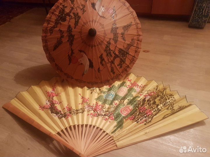 Бамбуковый зонт веер большой