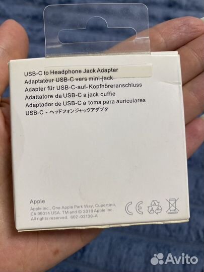 Новый Переходник Apple type c jack 3.5