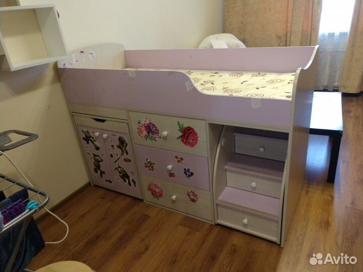 Кровать-чердак Мезонин Мебель, Малыш дуб молочный