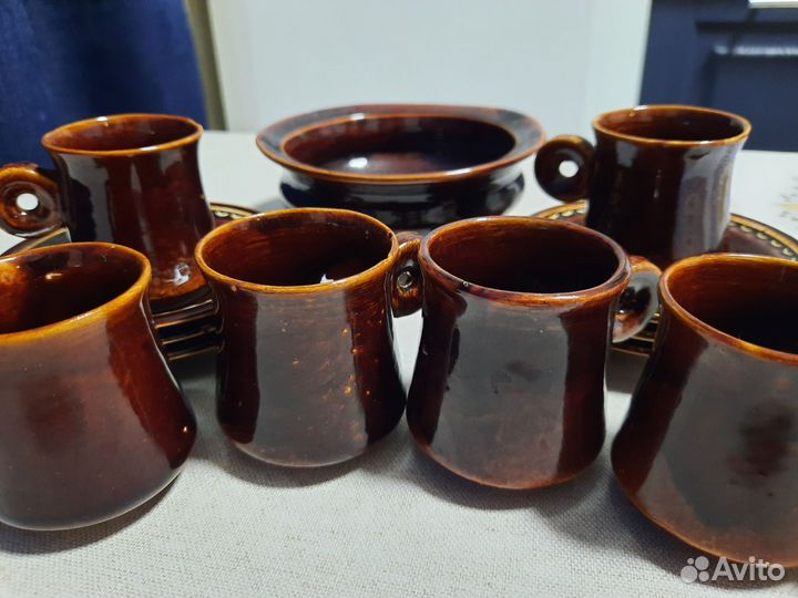 Кофейный глиняный сервиз