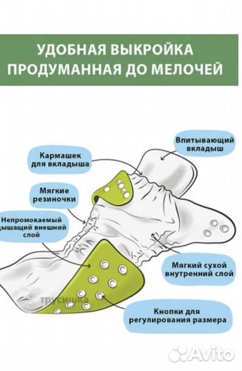 Многоразовый подгузник GlorYes новый