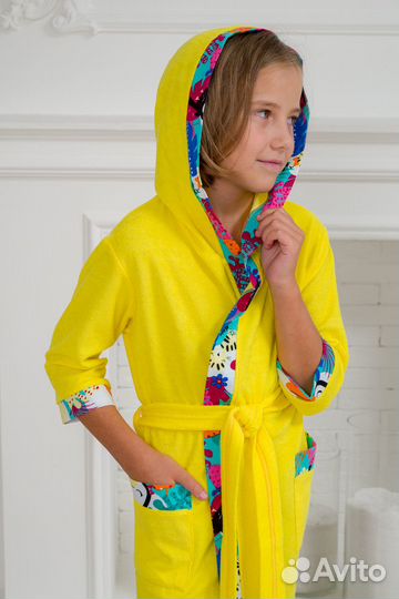 Халат подростковый из махры Ассоль желтый
