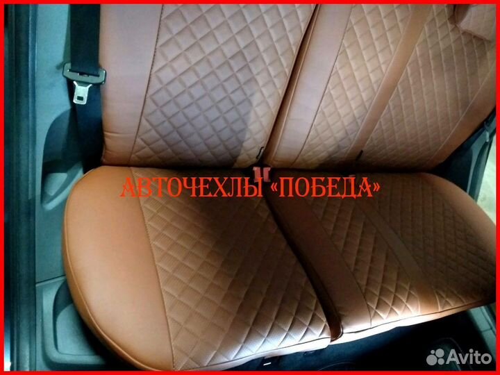 Чехлы Ford Focus 2 из экокожи коричневые Ромб