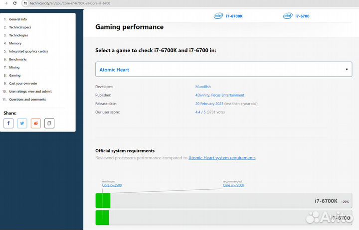 Intel core i7 6700K (8 x 4,2GHZ) 1151 сокет