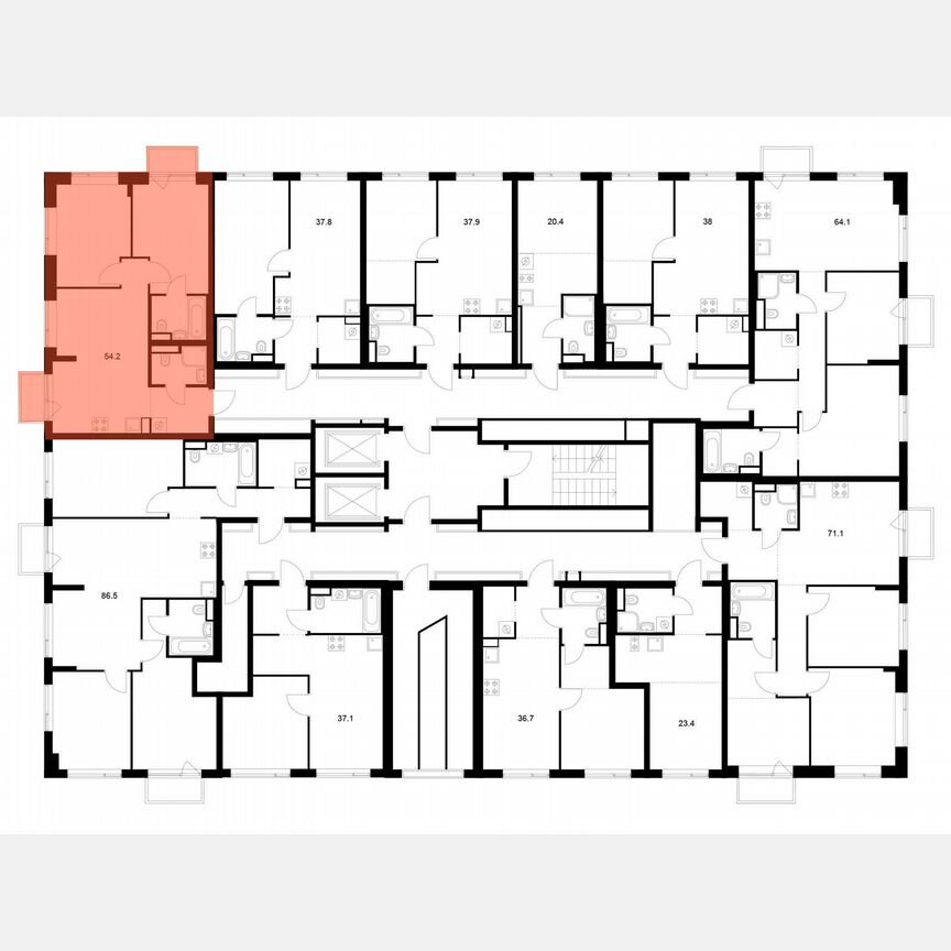 2-к. квартира, 54,2 м², 12/16 эт.