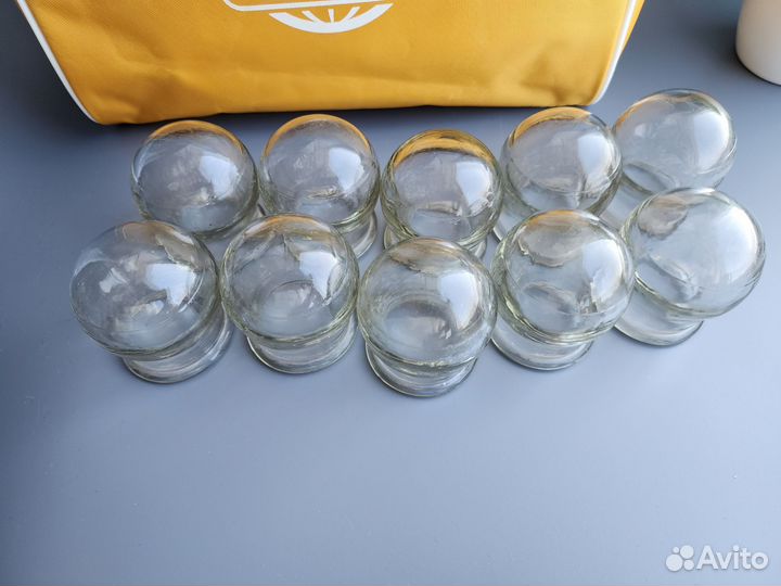 Банки вакуумные стеклянные для массажа+косметичка