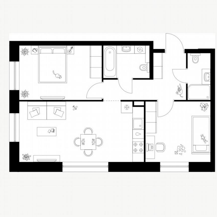 2-к. квартира, 57,3 м², 7/8 эт.