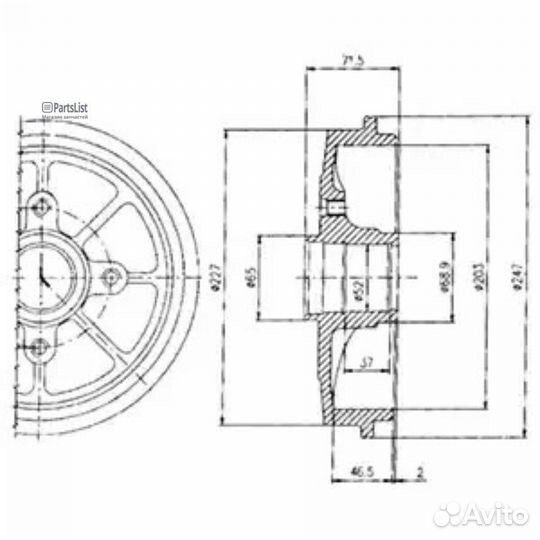 Барабан тормозной 203x46,5 4 отв. BF392