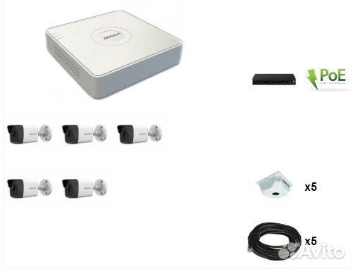 Комплект видеонаблюдения HiWatch 4 IP камеры 4Мп P