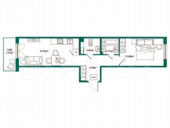 1-к. квартира, 42,3 м², 5/12 эт.