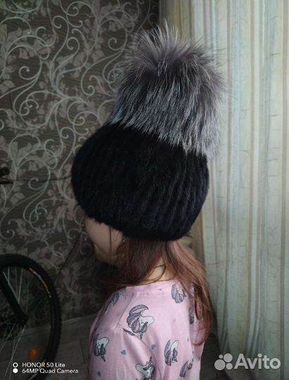 Шапка женская Норковая ponpon из Чернобурки