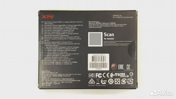 SSD adata XPG SX6000 Lite 256 гб