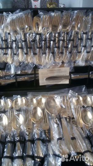 Набор столовых приборов позолоченный