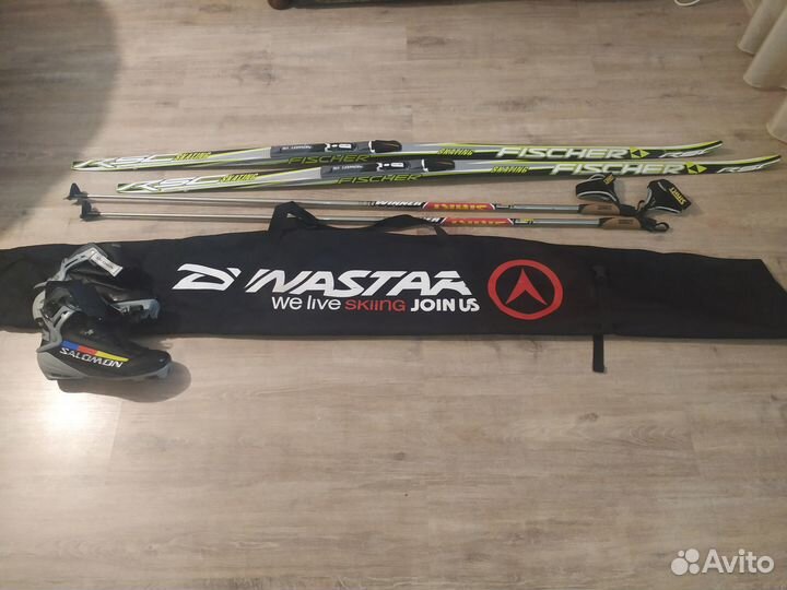Комплект лыжи Fischer, ботинки Salomon