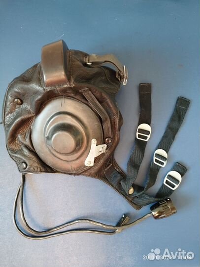 Шлем лётный, кожаный, новый