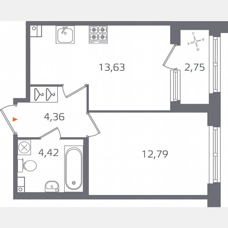 1-к. квартира, 36,6 м², 3/17 эт.
