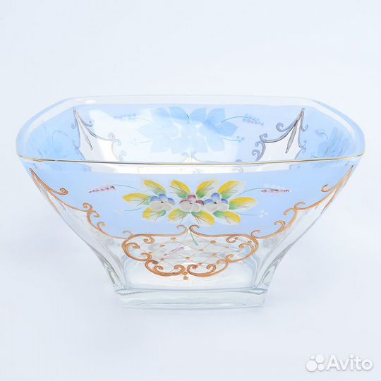 Салатник bohemia star crystal голубая лепка