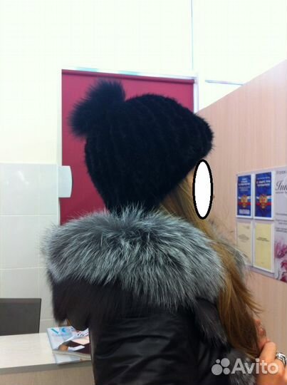 Шапка вязаная из норки. Новая